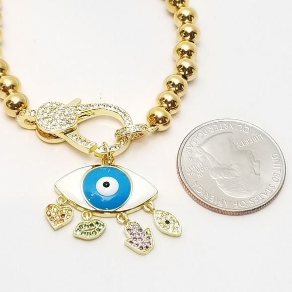 NWT Evil Eye Hamsa 18K Gold Plated Stainless Steel - Picture 11 of 11